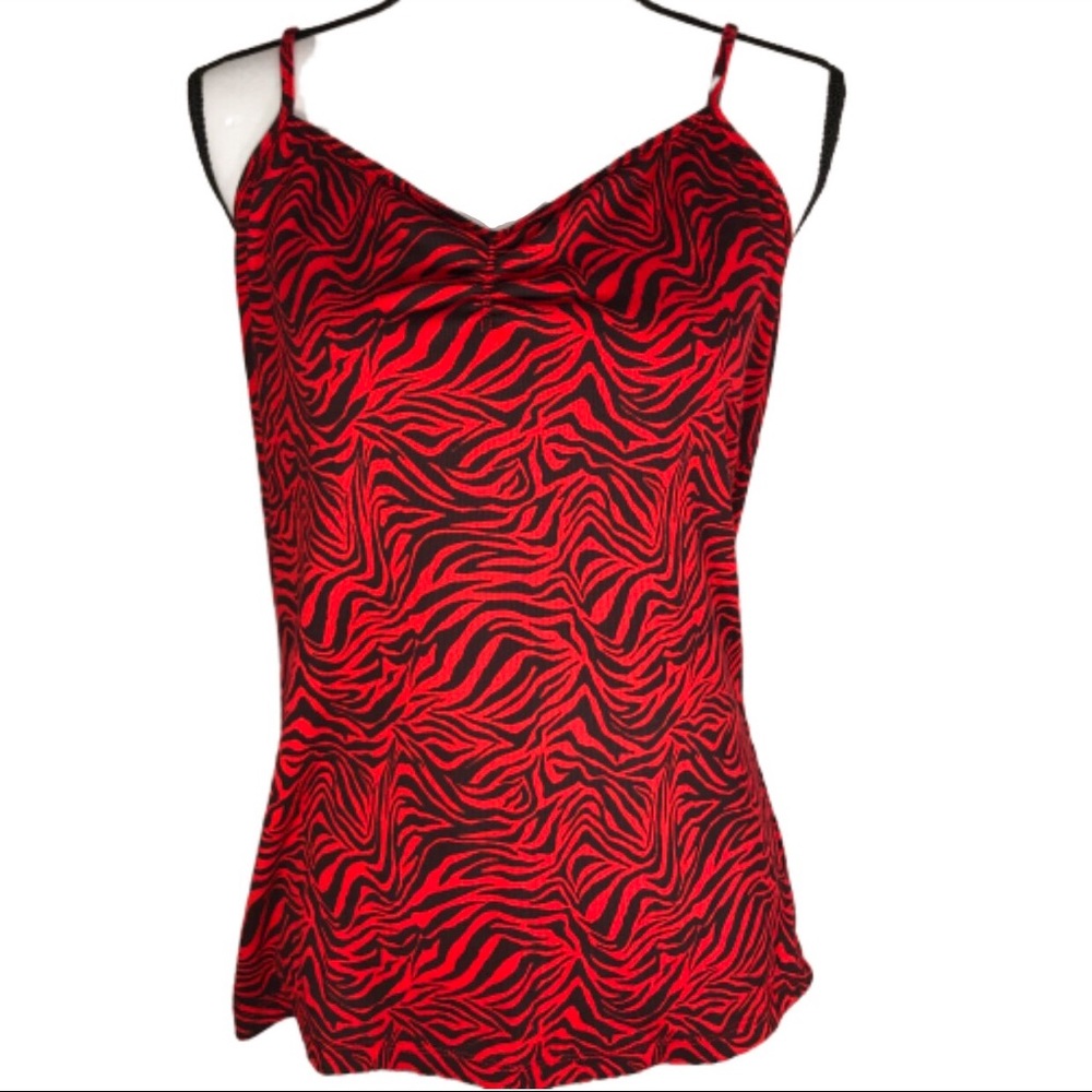 No Boundaries Red Zebra Tank Top XXL